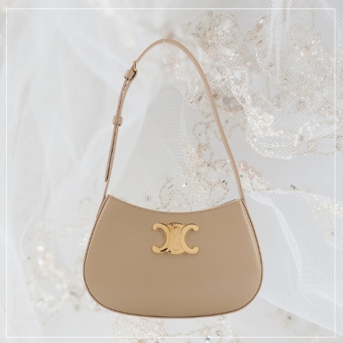 CELINE◆ミディアム ティリー レザー ショルダーバッグ ベージュ