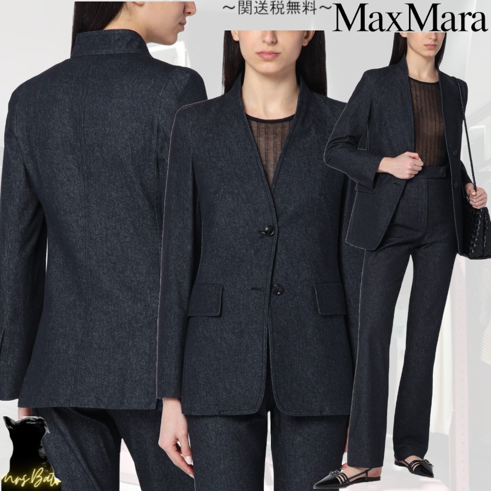 MxaMara 黒バッグに合う Women Outer BEATRICECO Blue 関送込