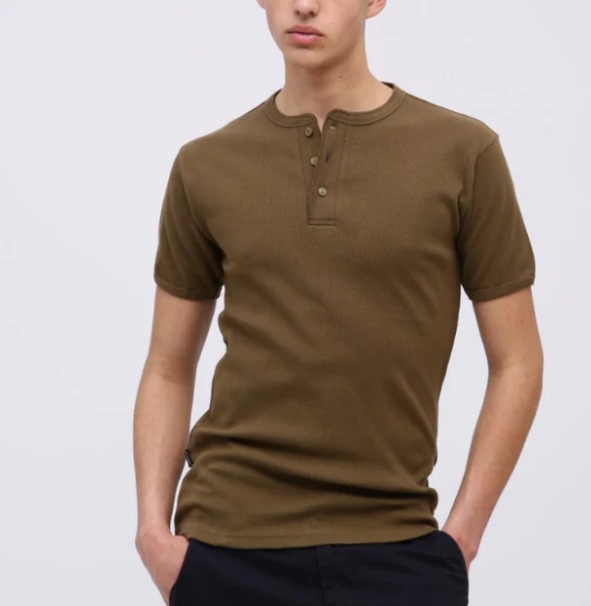 【AVIREX】《DAILY/デイリー》RIB S/S HENLEY NECK T-SHIRT