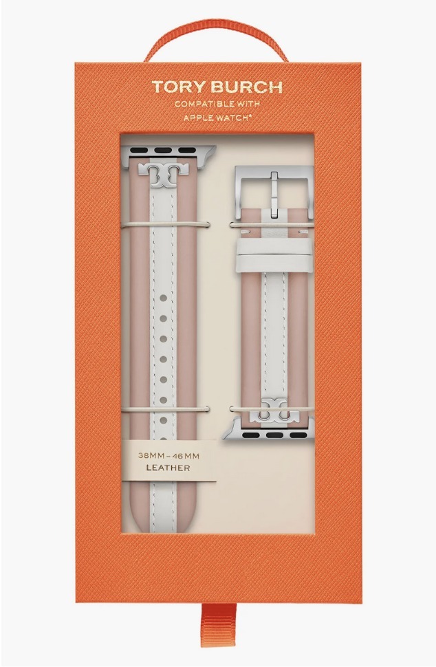 希少♪Tory Burch バイカラーレザー製キラApple Watchストラップ