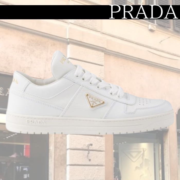 関税込★VIP価格【PRADA】ロゴプレートスニーカー