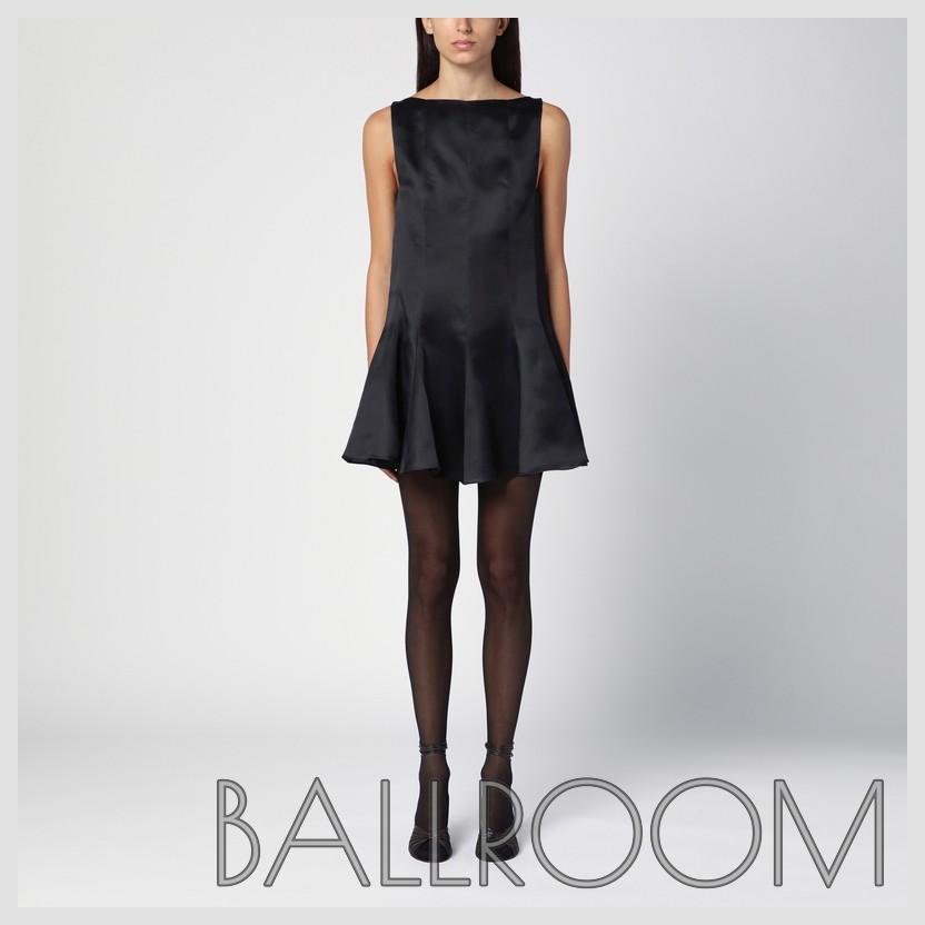ワンピース KHAITE BLACK SILK MINI MAGS DRESS