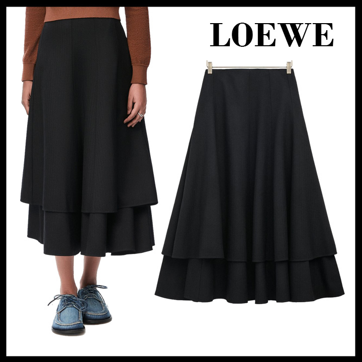 LOEWE直営店 ダブルレイヤーウールスカート