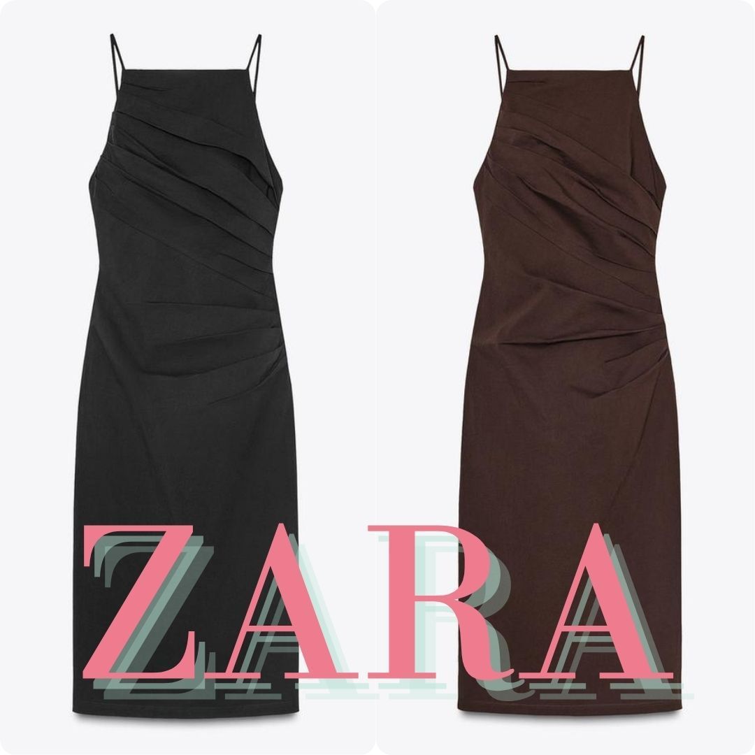 ZARA ドレープ入りミディワンピース ZW COLLECTION 4786/115