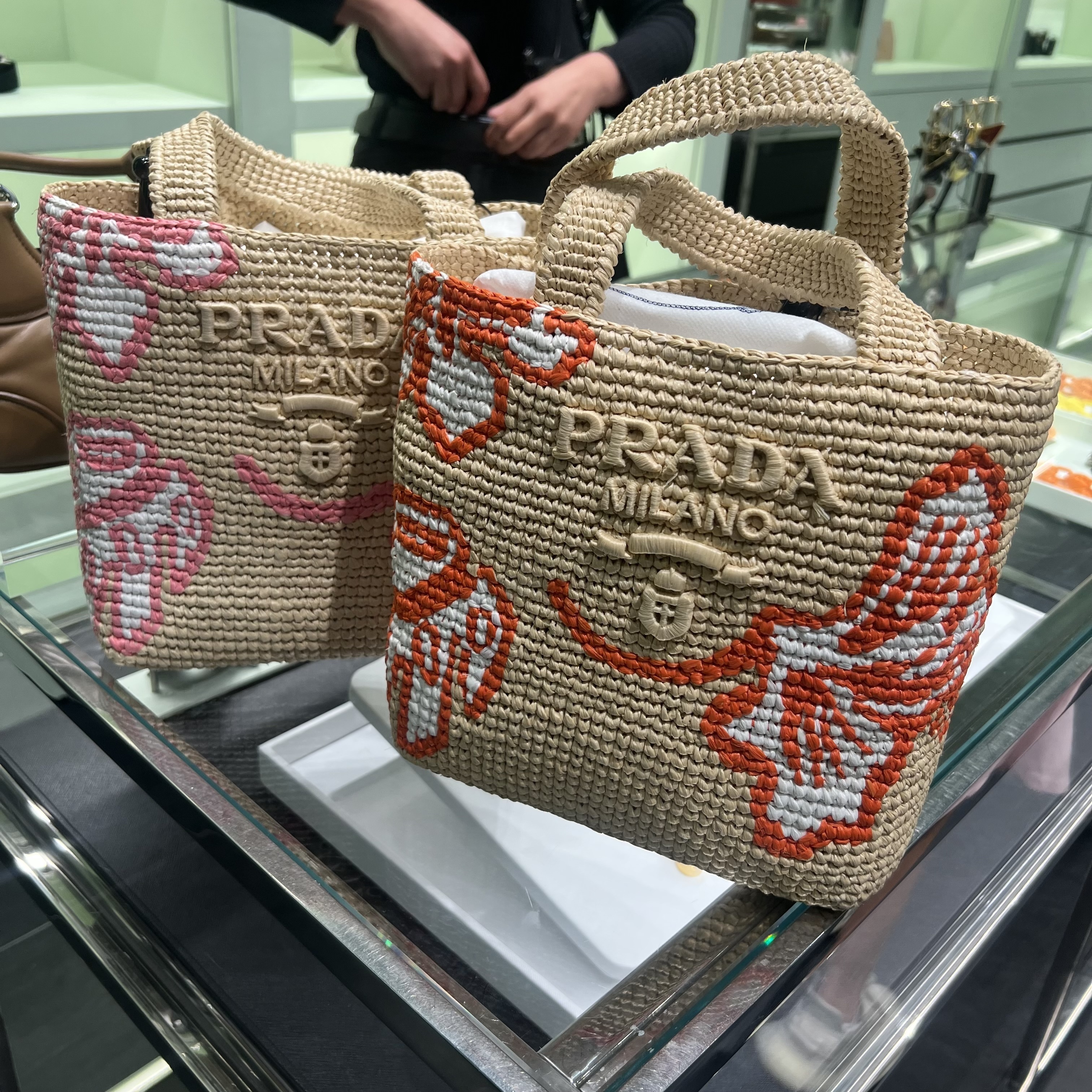 【PRADA】最終セール 1BG454 ラフィア トートバッグ