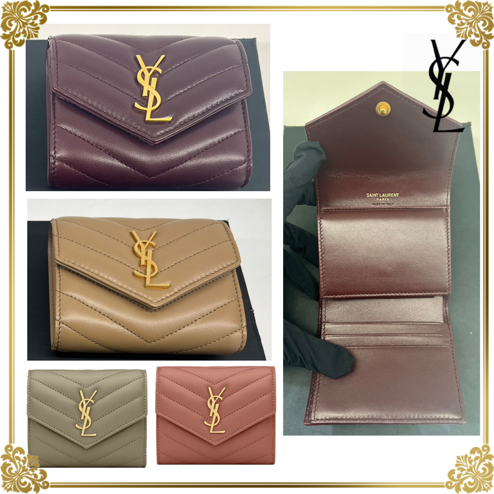 国内発!送料無料!サンローランYSL★フラップ二つ折り財布