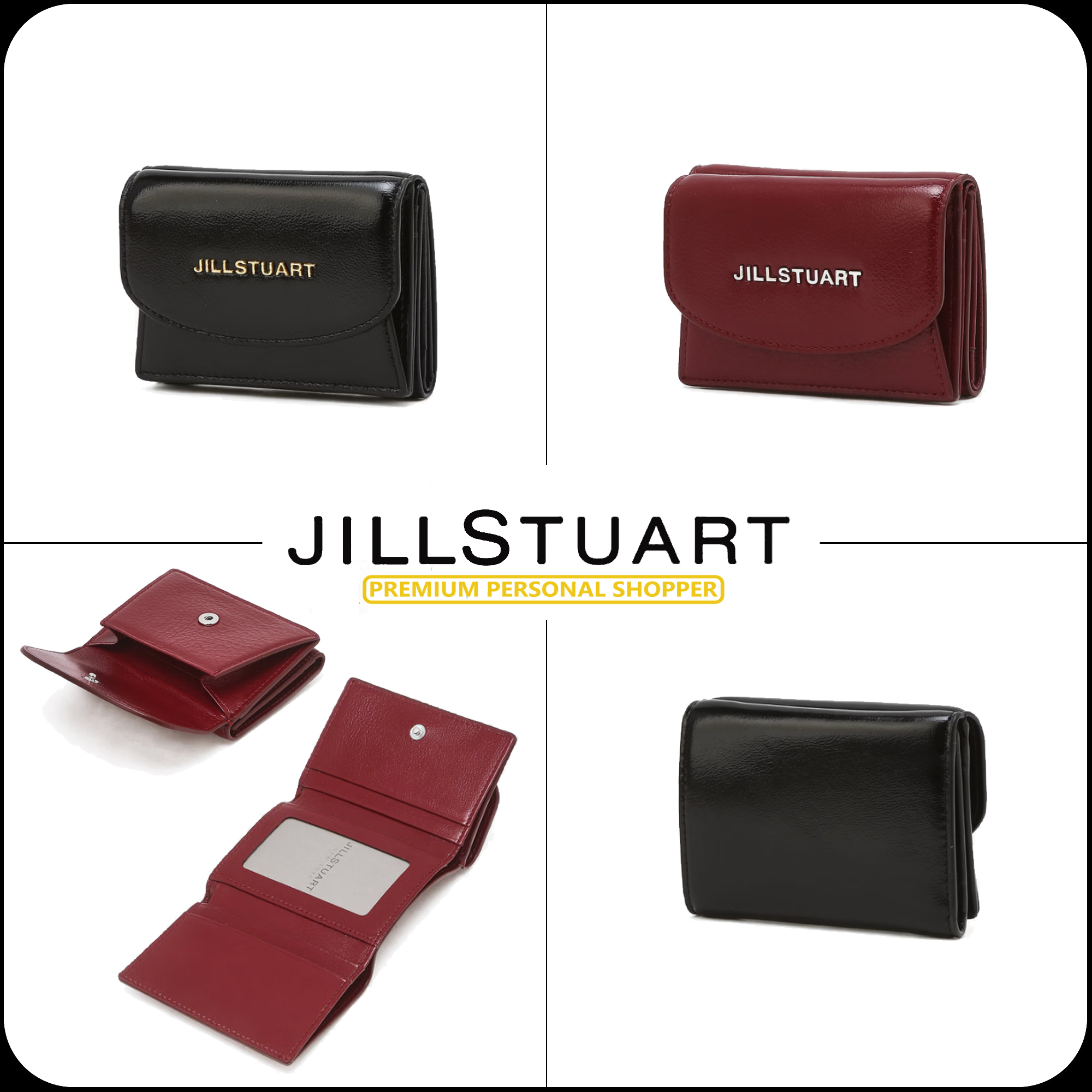 [JILLSTUART]★COCO LOGO DECORATED COWHIDE 3-TIER HALF WALLET