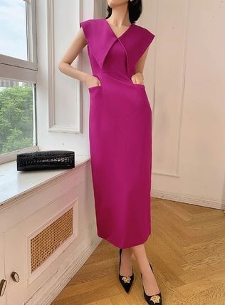 ビッグカラー タイトワンピース 3色展開