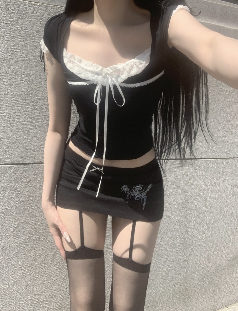 【suzen】Ludena Tattoo Low-Waist Skirt