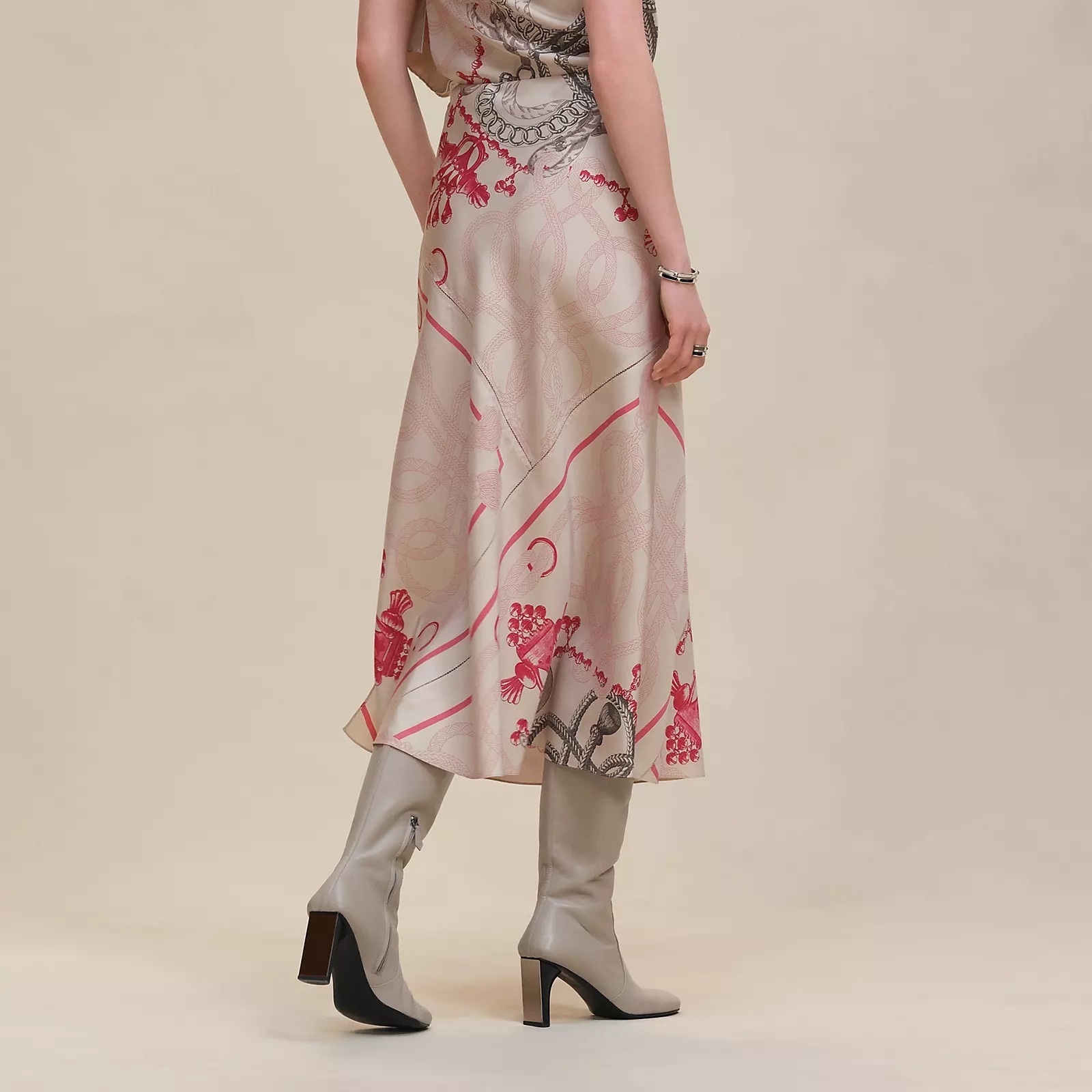 HERMES 25AW フレアスカート《Palefroi Remix》シルク 直営店