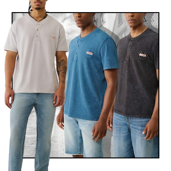 TRUE RELIGION ★【Tシャツ】MINERAL PATCH HENLEY