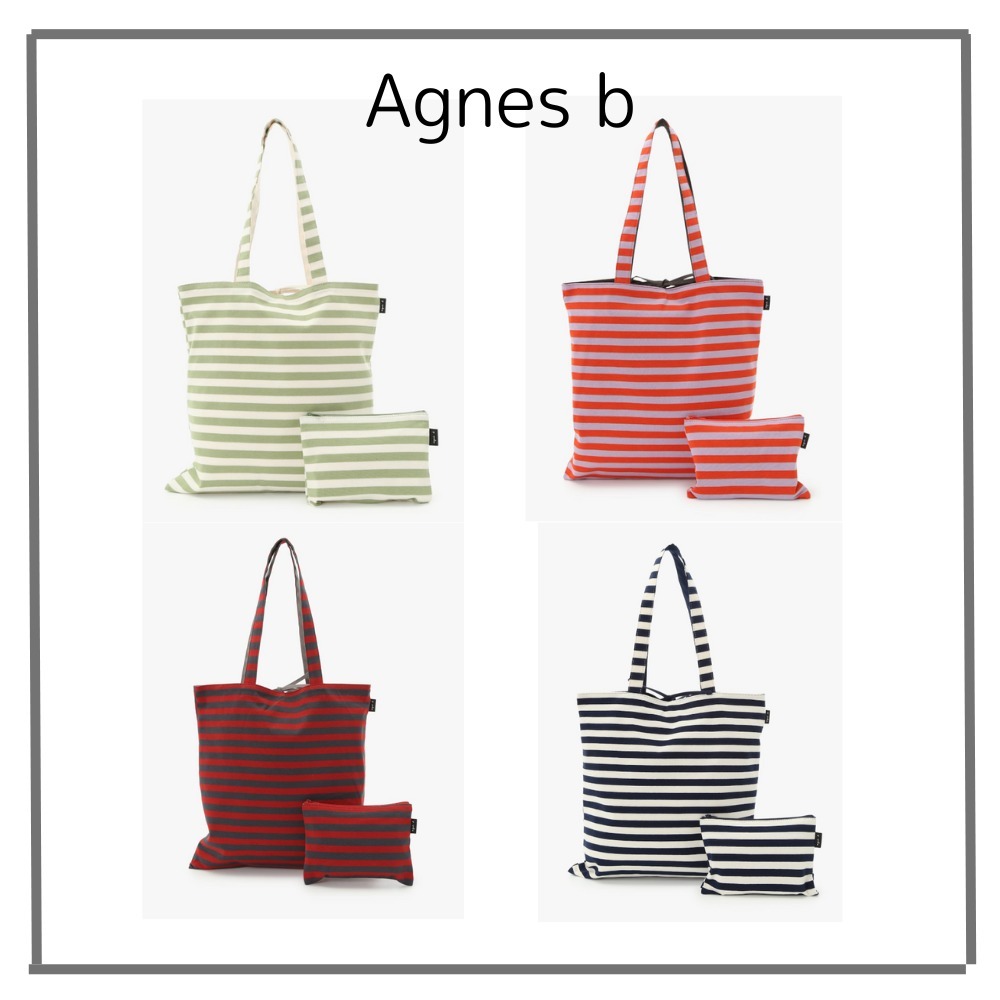 国内発送◆Agnes b.細ボーダーリバーシブルトートバッグ◆関税無