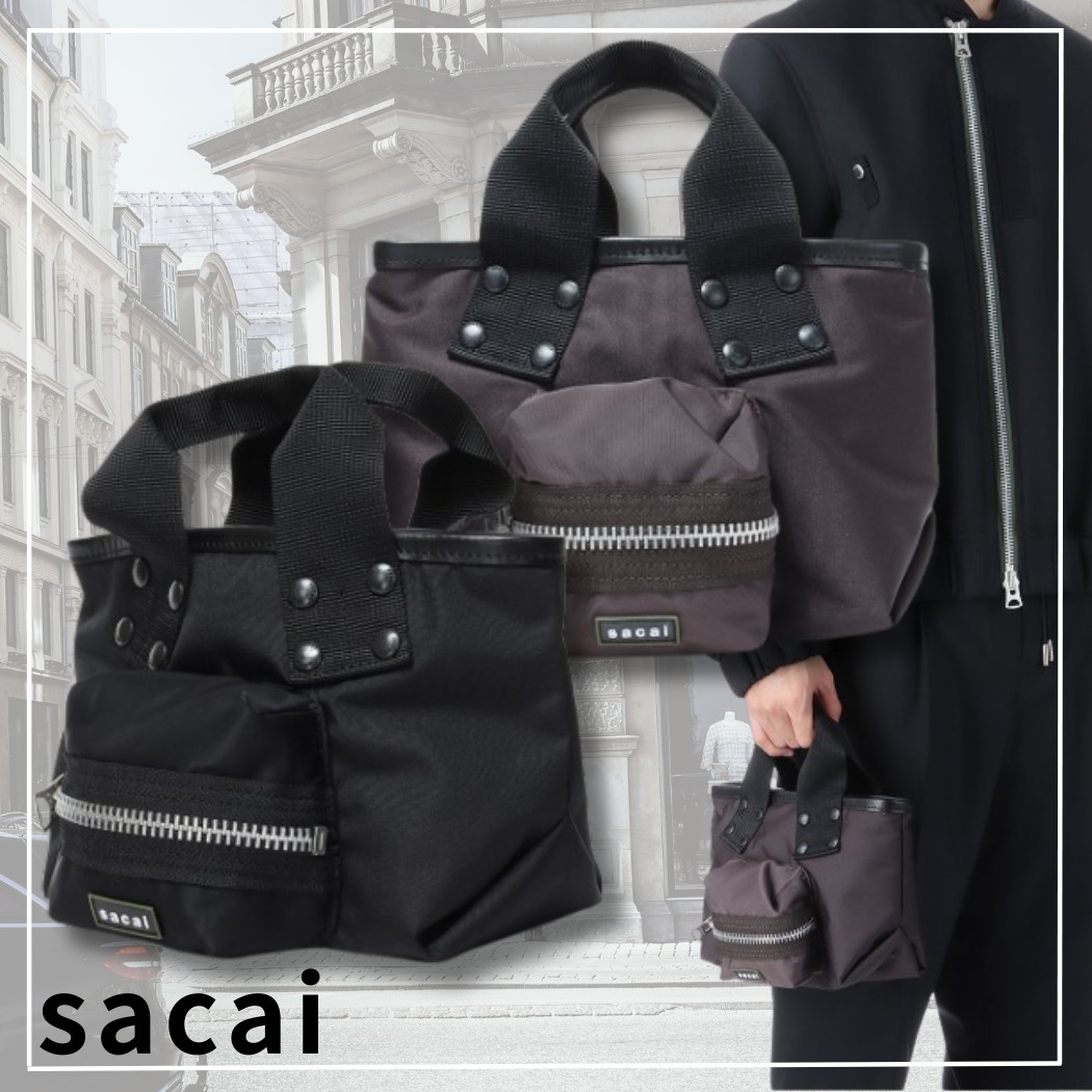 【タイムレスな洗練デザイン】 sacai Pocket Tote バッグ Small
