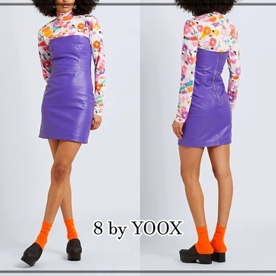 【8 by YOOX】レザー ワンピース パープル ※送関込