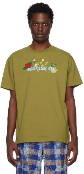 Andersson Bell（アンダースンベル） SSENSE限定 カーキ Tシャツ