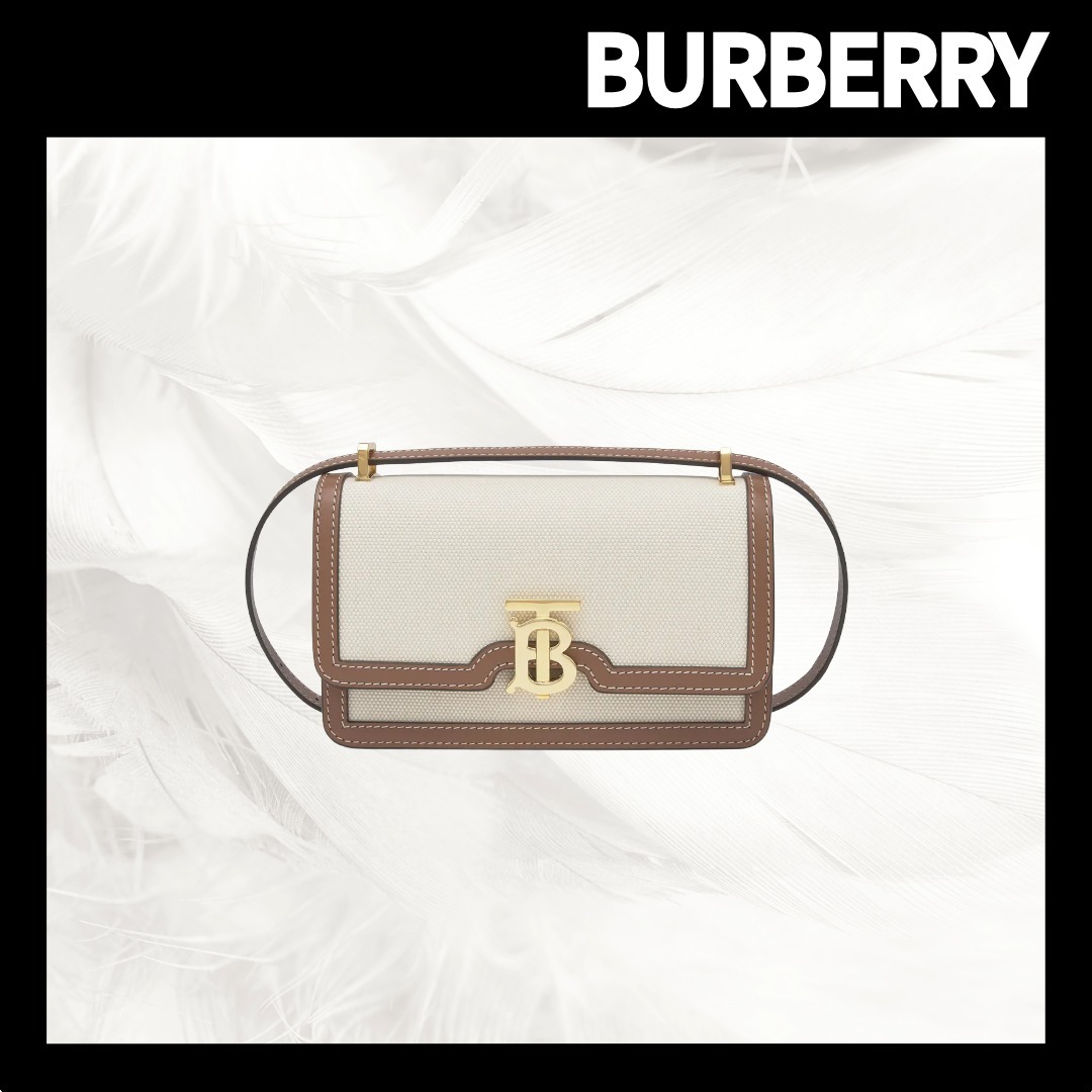 【BURBERRY】TB Leather Canvas Cross Bag/関税+全国送料込み