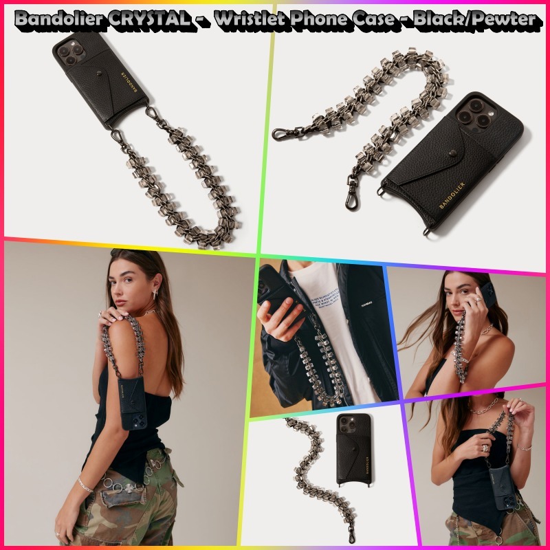 ★Bandolier★CRYSTAL - Wristlet iPhone Case★Black/Pewter