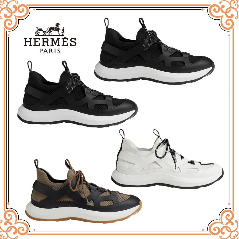 厚底のソールが特徴的♪【HERMES】メッシュスニーカー