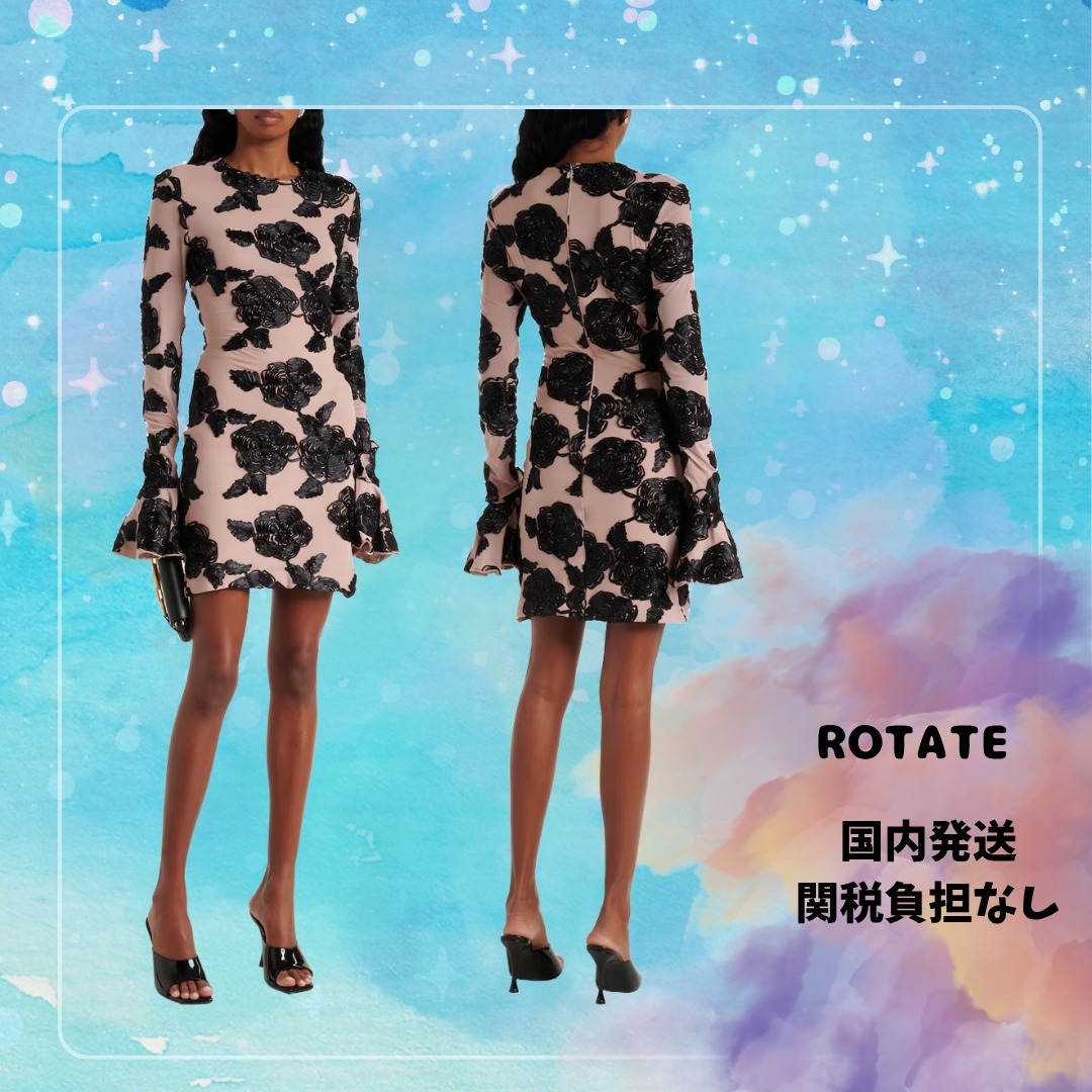 送・関税負担◆ROTATE◆花柄メッシュミニドレス