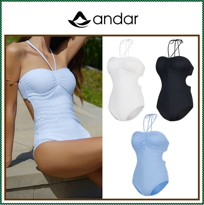 【ANDAR】 Full and Beach Halter Neck One Piece Swimsuit