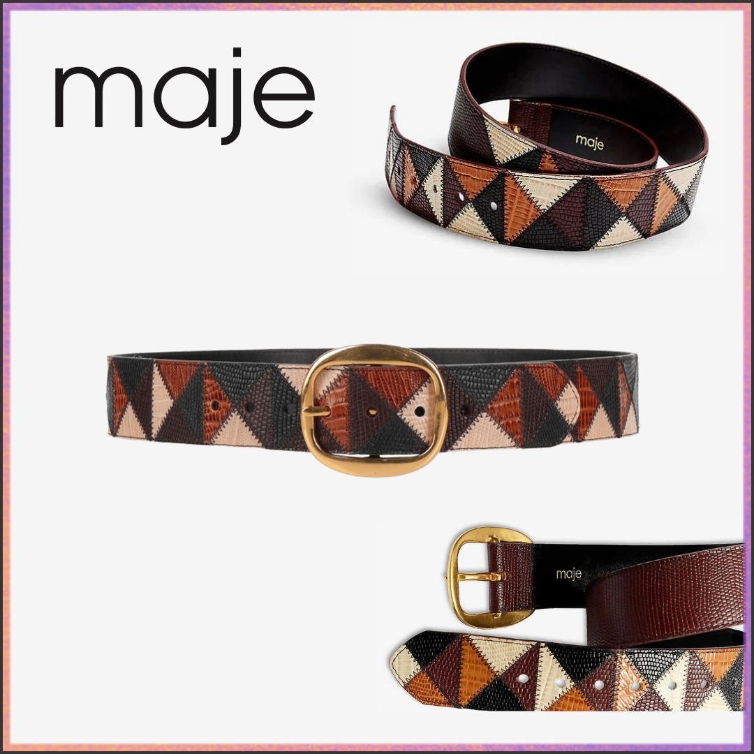 【関税 送料無料】maje パッチワーク レザーベルト
