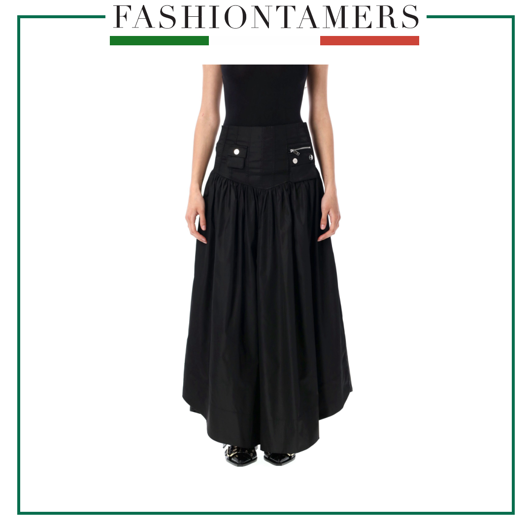 スカート Ganni W06566883 Skirts Duchesse nylon long pocket skirt