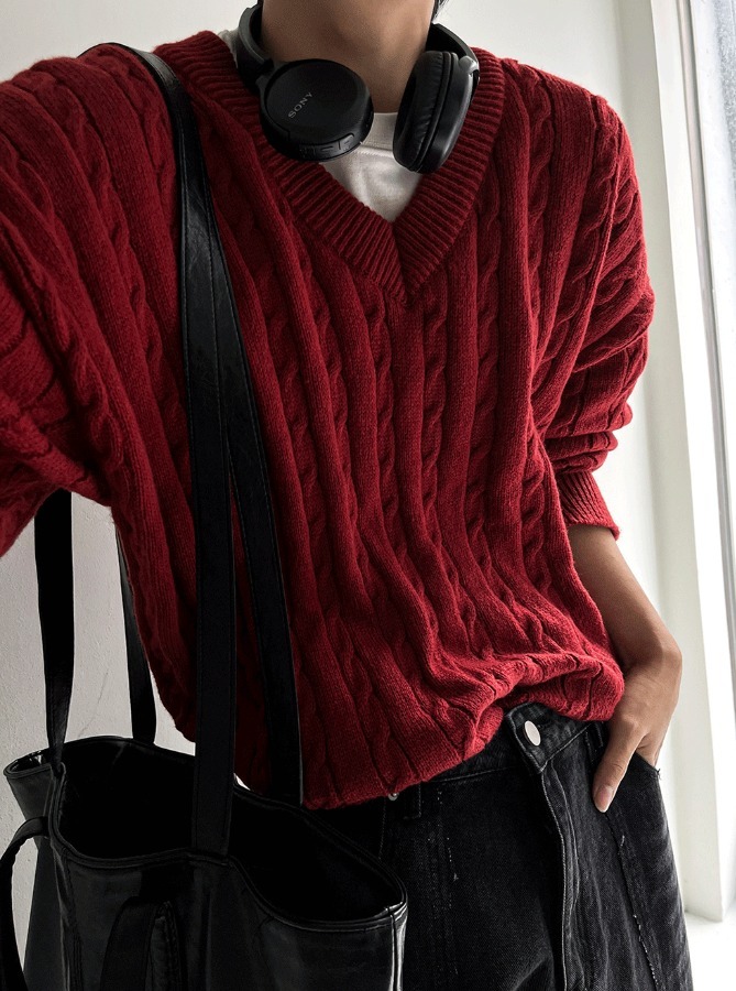 [COSYHARU公式]cliff twist V-neck knit 関税・送料込み