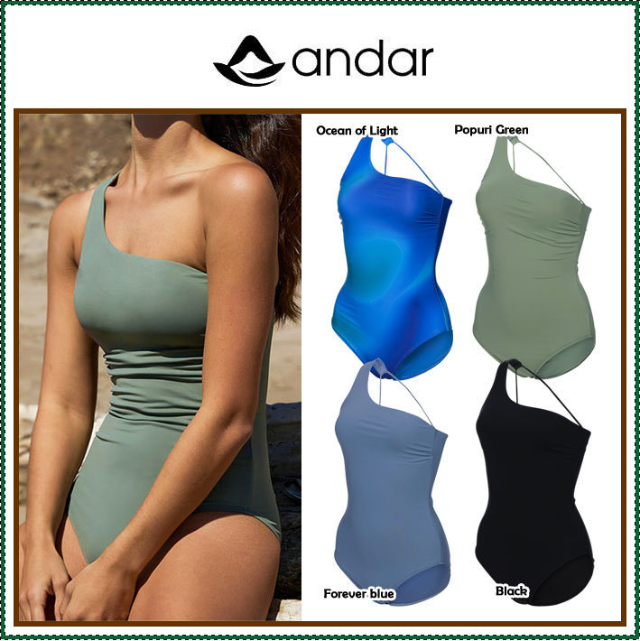 【ANDAR】 Full and Beach One Shoulder One Piece Swimsuit