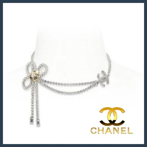 【リボン×ロゴが映える】CHANEL チョーカーネックレス