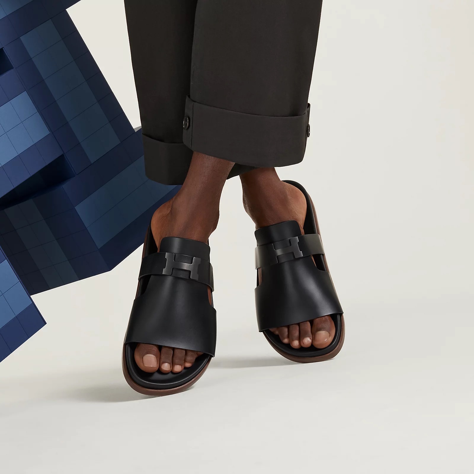 快適【HERMES】Hバックル×カーフ☆サンダル \"JAURES\" 送料無料
