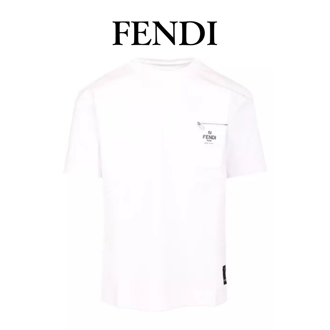 【送料関税込】FENDI ホワイトコットン Tシャツ