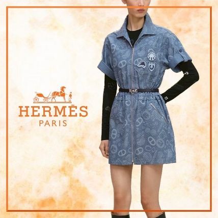 デニム風ドレス♪【HERMES】エルメスChaine d'Ancreワンピース Chaine d'Ancre