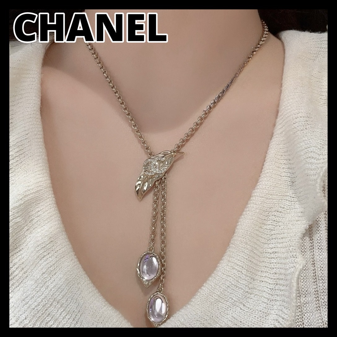 《ピンククリスタルが可愛い♪》CHANEL ネックレス CCロゴ