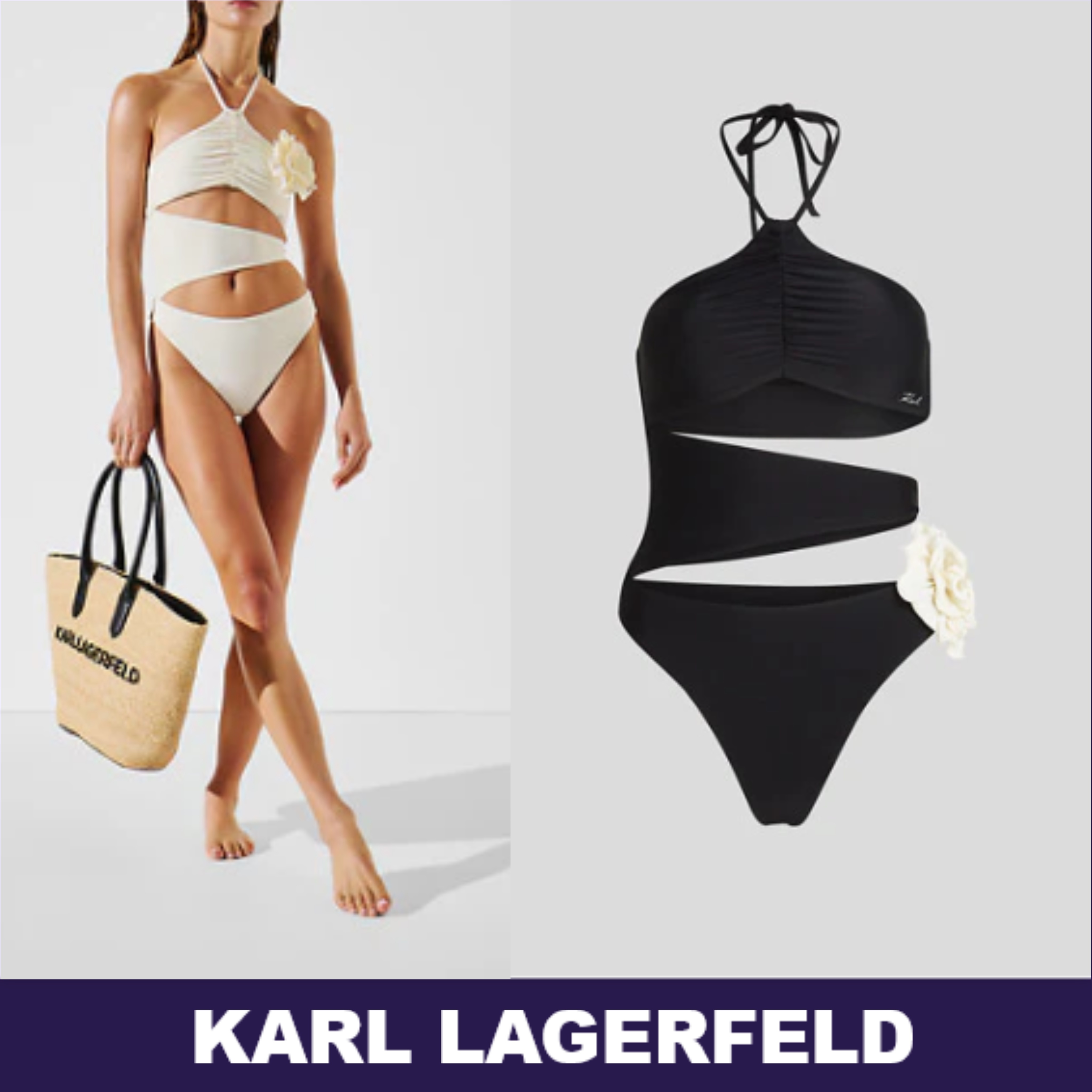 KARL LAGERFELD【フラワー付き☆KARL DNA FLOWER SWIMSUIT 】
