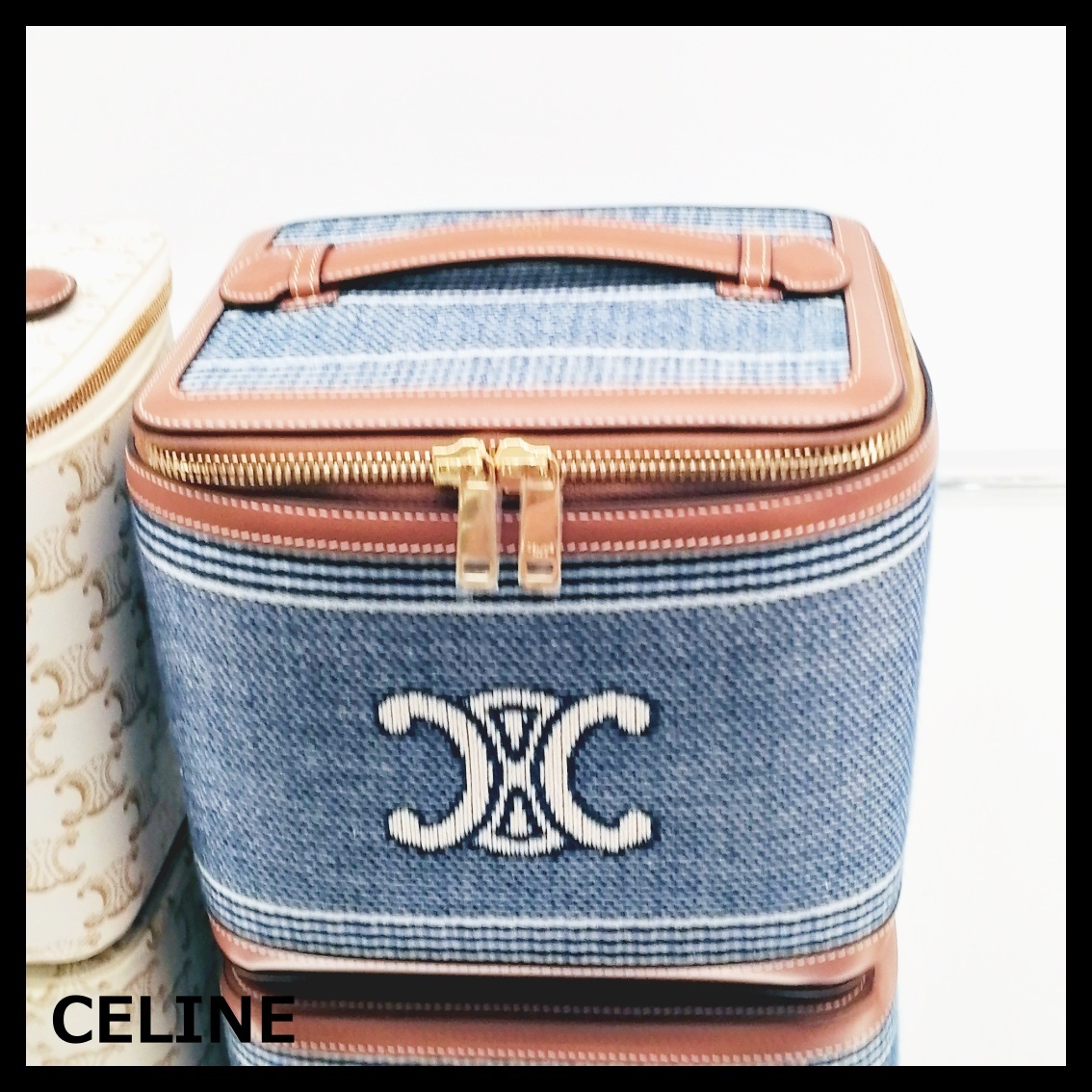 CELINE セリーヌ トリオンフ ストライプ バニティーケース