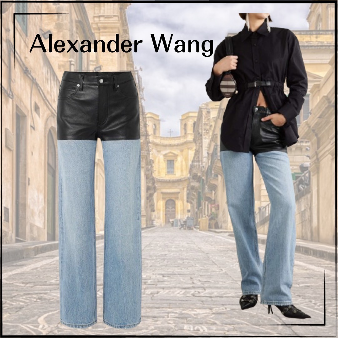 【Alexander Wang】関税込☆レザーパネル ローライズジーンズ