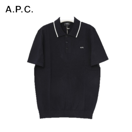 A.P.C. 25SS APC ステッチ ロゴ ピン カラ ニット PK T シャツ