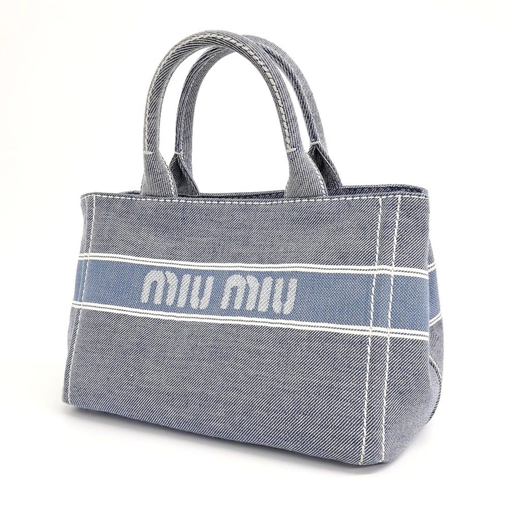 《MIU MIU》デニム ロゴ トートショルダーバッグ 中古