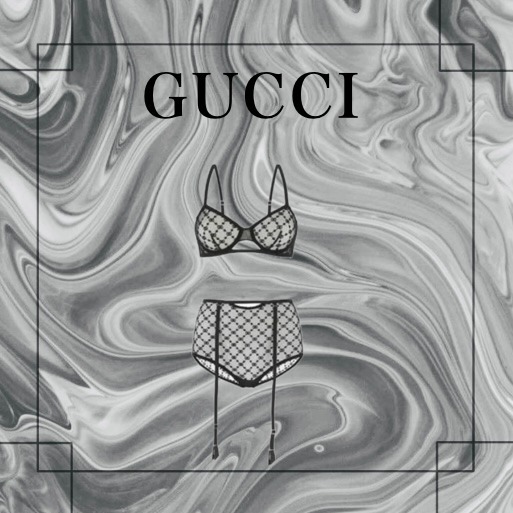 ブラジャー＆ショーツ Gucci Black Mesh Lingerie Set