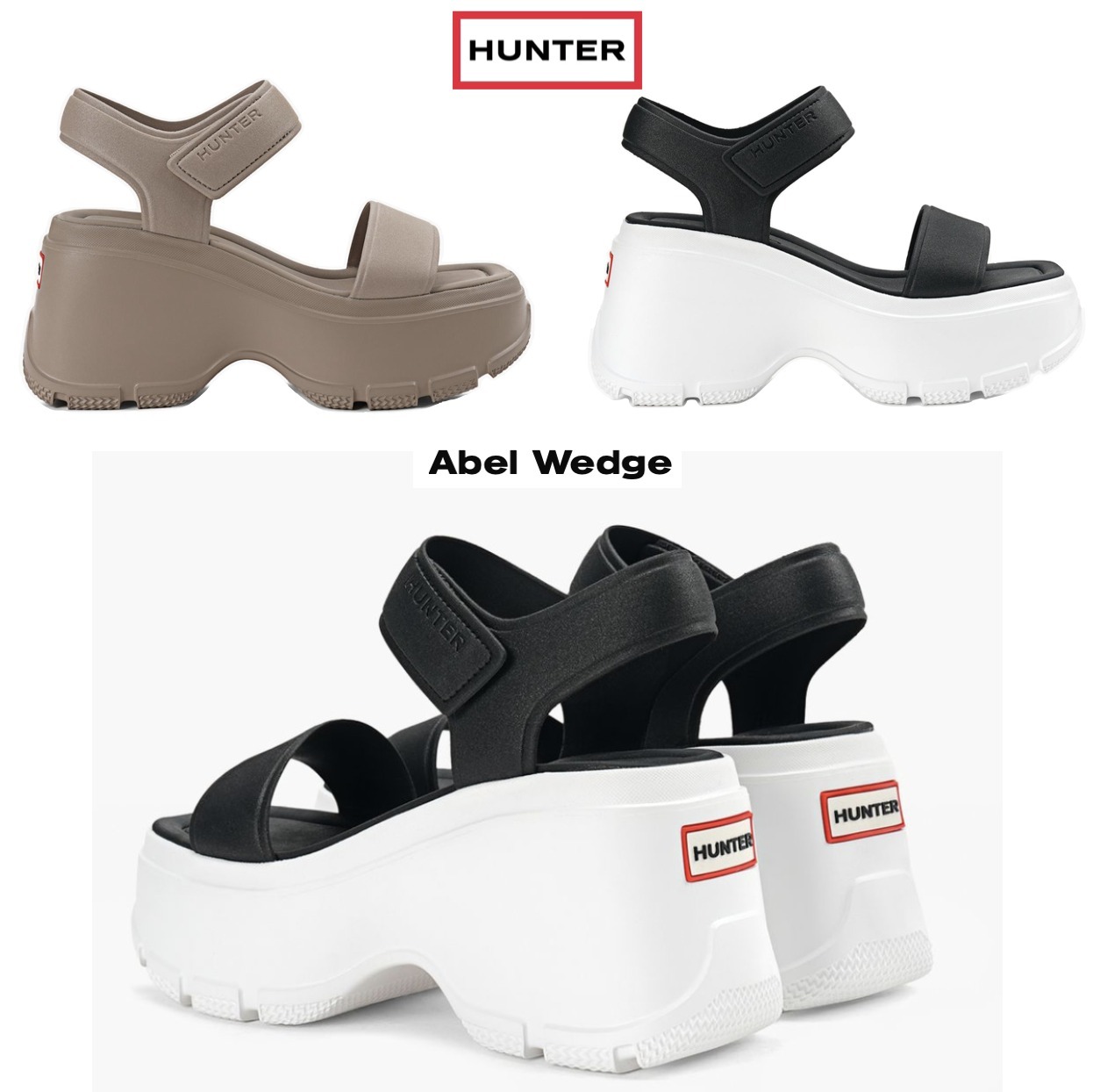 【HUNTER】バックロゴが可愛い ABEL 9cm 厚底 快適 サンダル