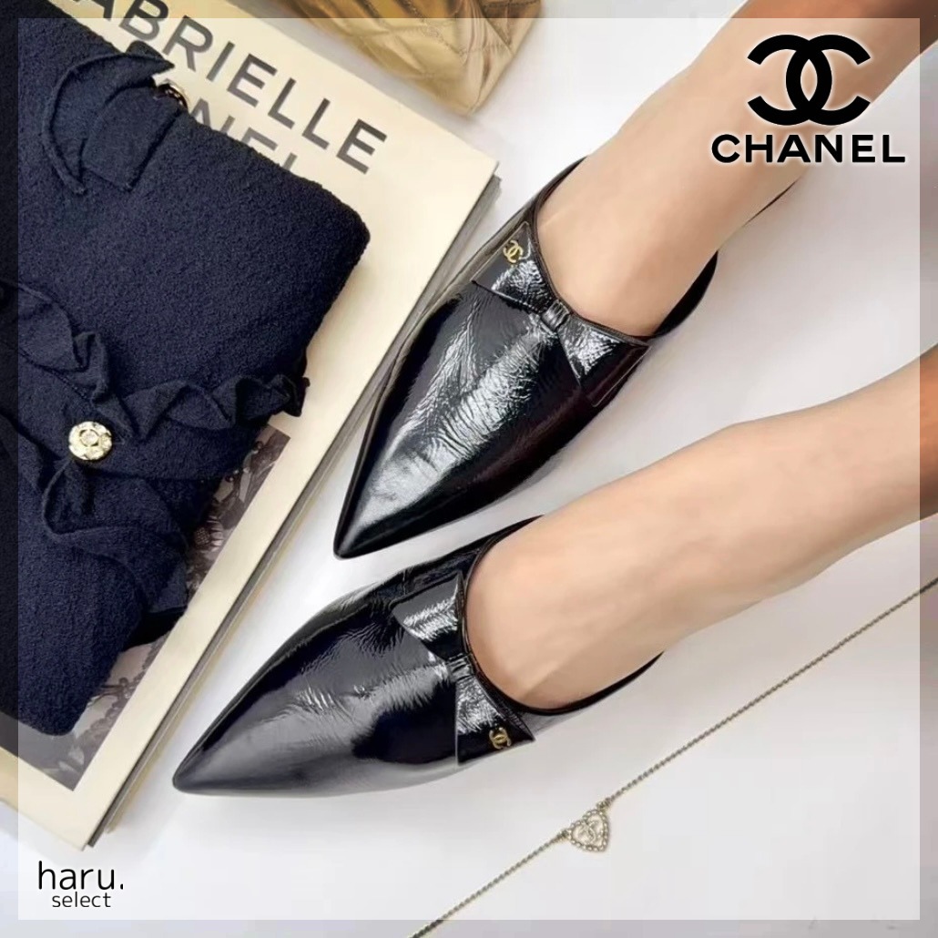 ポインテッドトゥとリボンがお洒落♪【CHANEL】 新作★ミュール