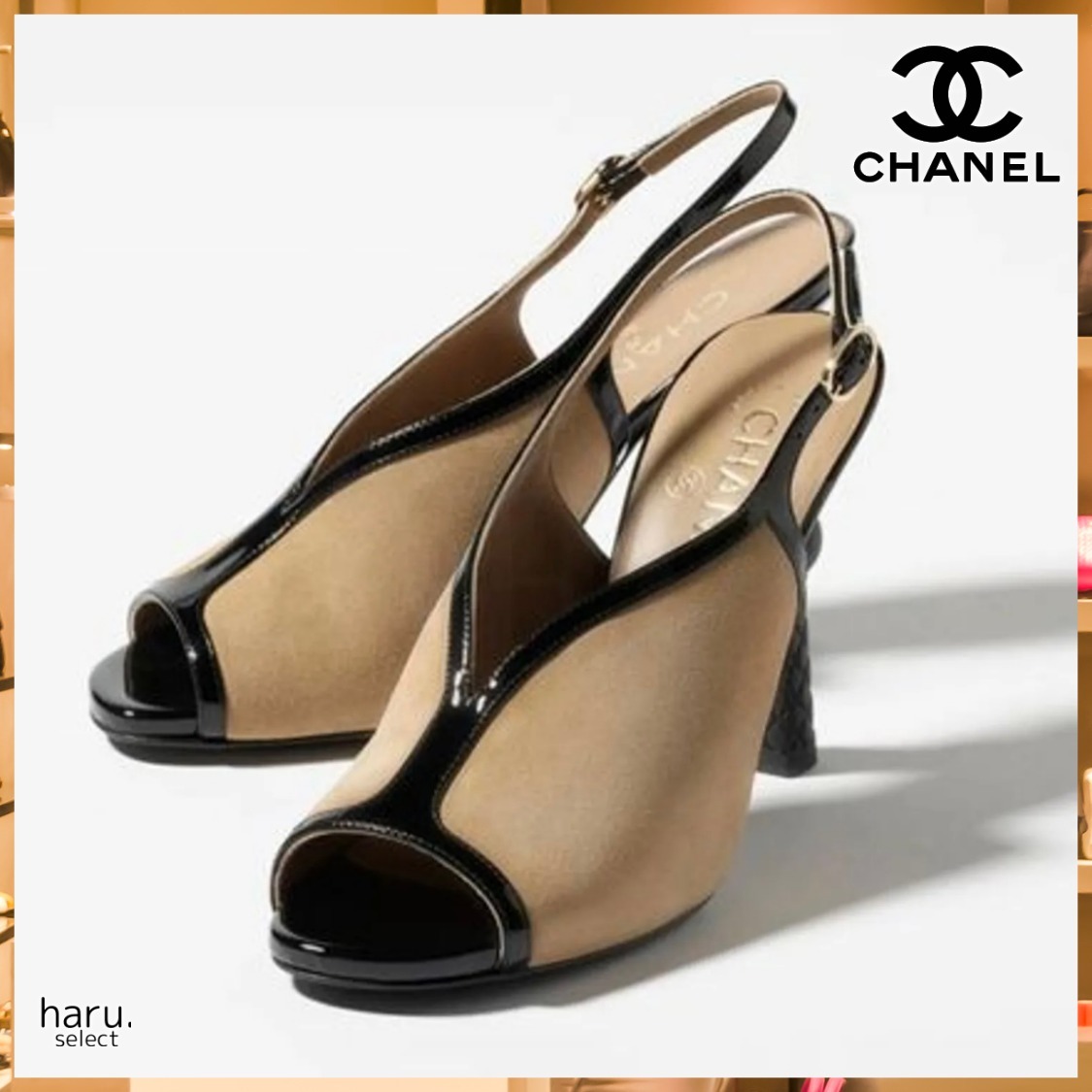≪25A≫【CHANEL】ヒールサンダル スウェード カーフスキン