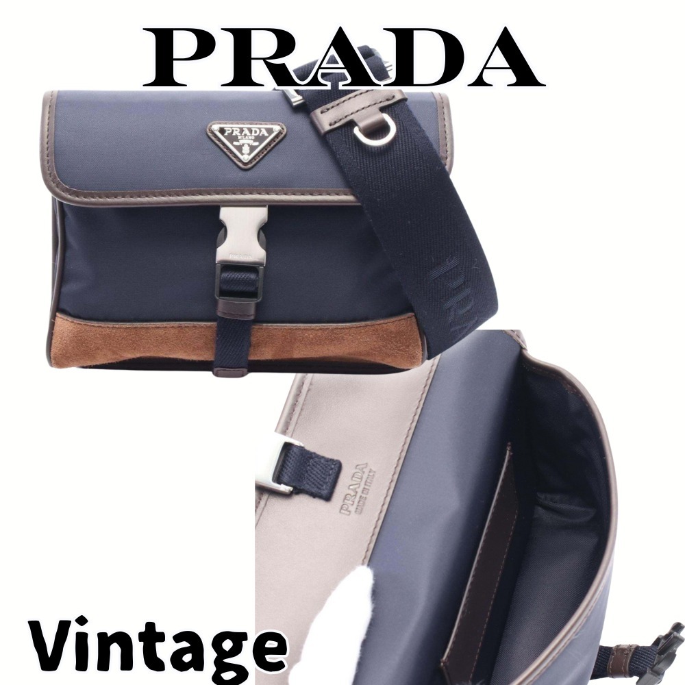 【ヴィンテージ】Rank:S☆PRADA ネイビー ショルダーバッグ