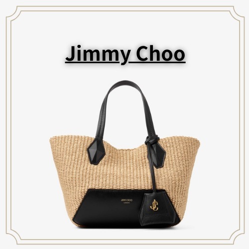 【JIMMY CHOO】ナチュラルカラー ラフィア トートバッグ