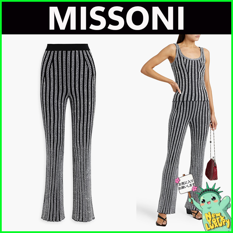 MISSONI★素敵！スパンコール付きリブニットフレアパンツ