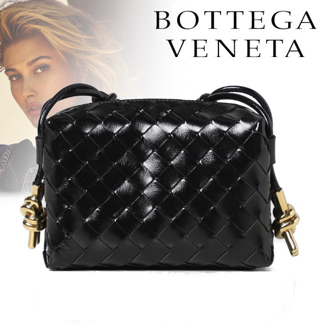 正規店買付【BOTTEGA VENETA】レザー ブラック ショルダーバッグ