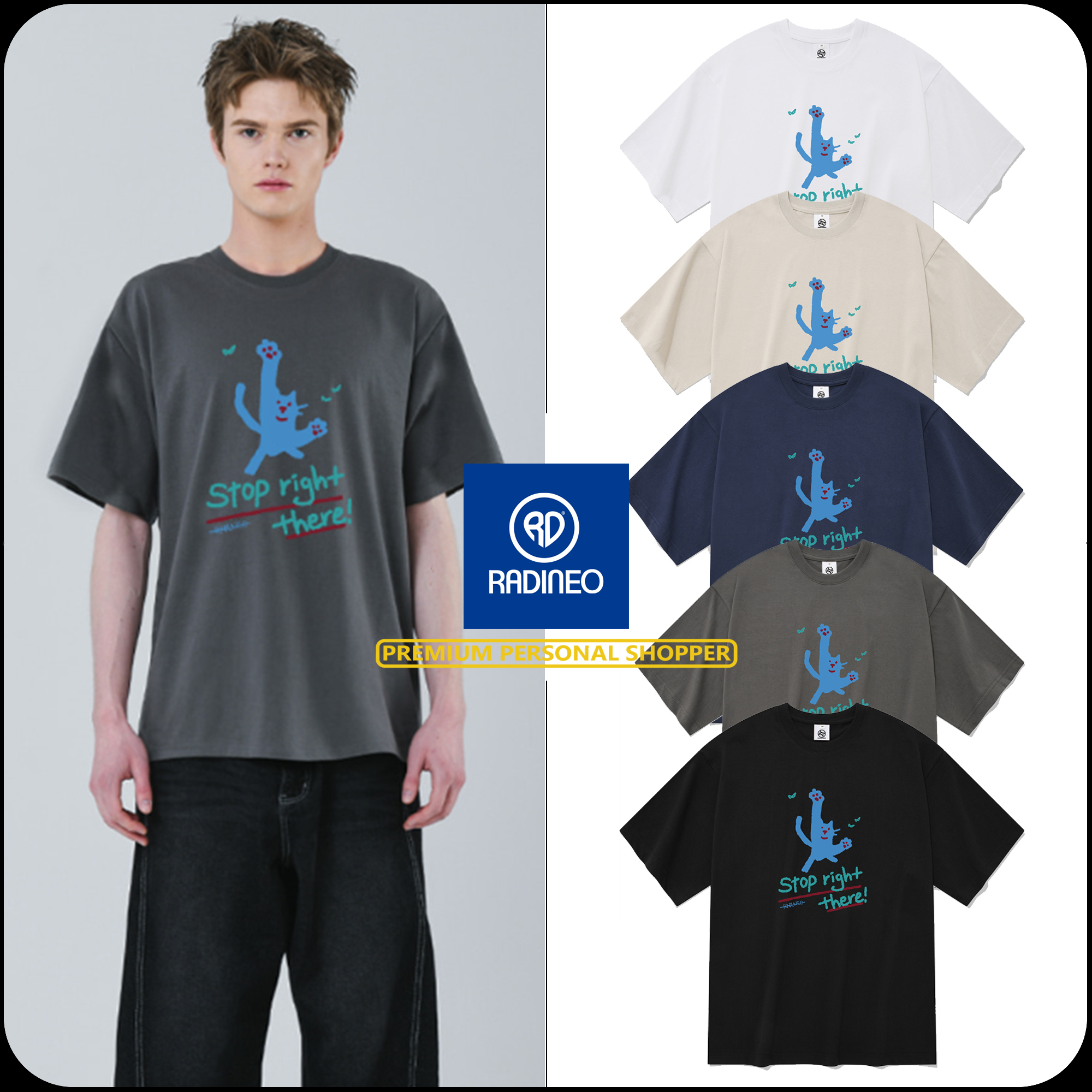 [RADINEO]★25SS★韓国人気★STOP BLUE SHORT SLEEVE T-SHIRT