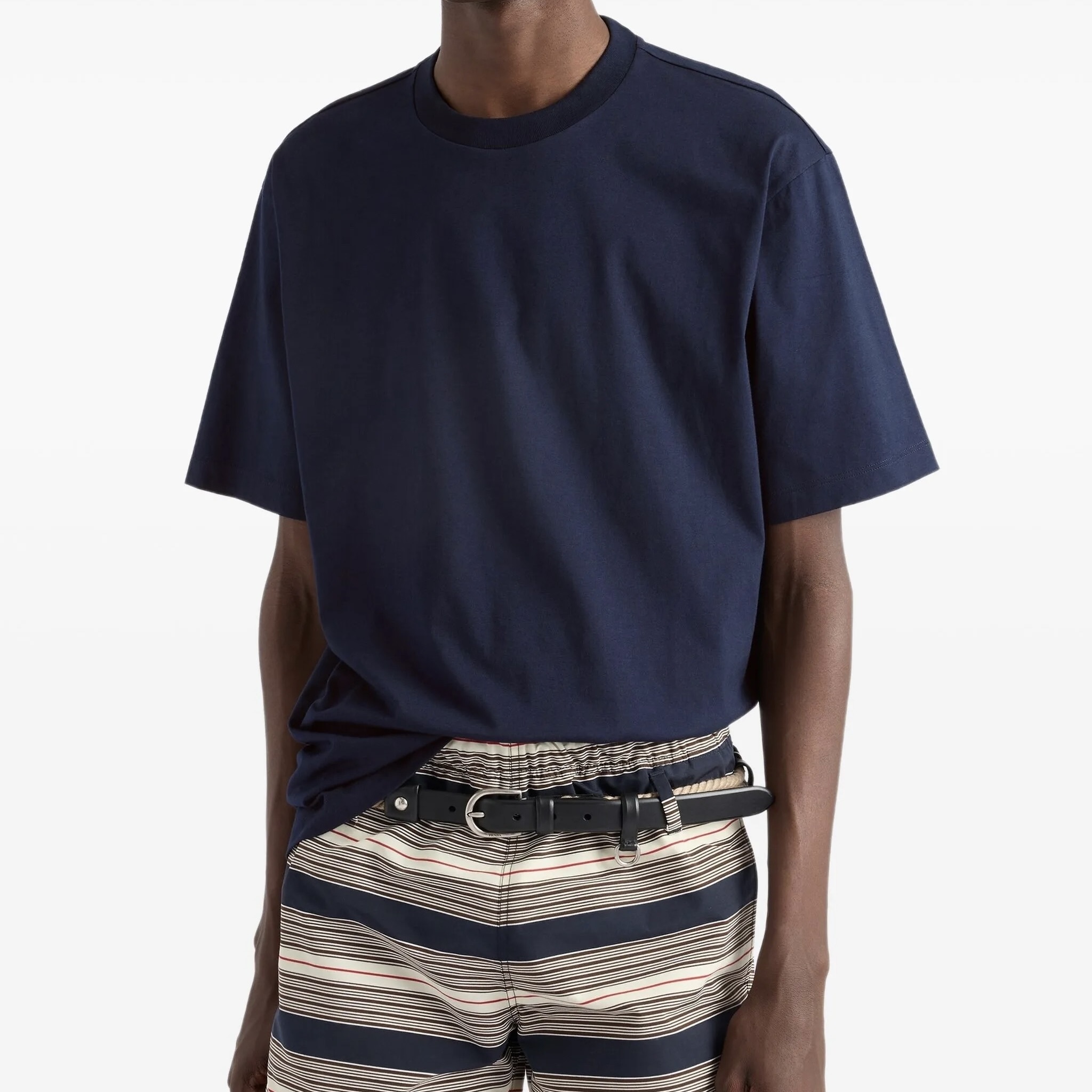 PRADA コットンTシャツ 半袖 無地 ネイビー