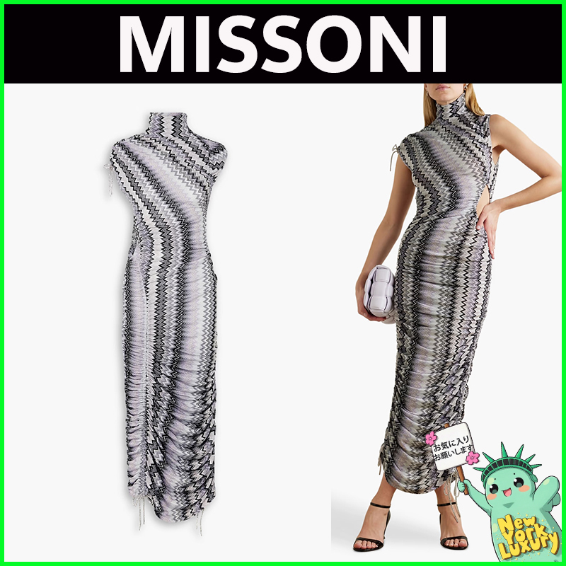 MISSONI★素敵！シャーリングメタリックマキシワンピース