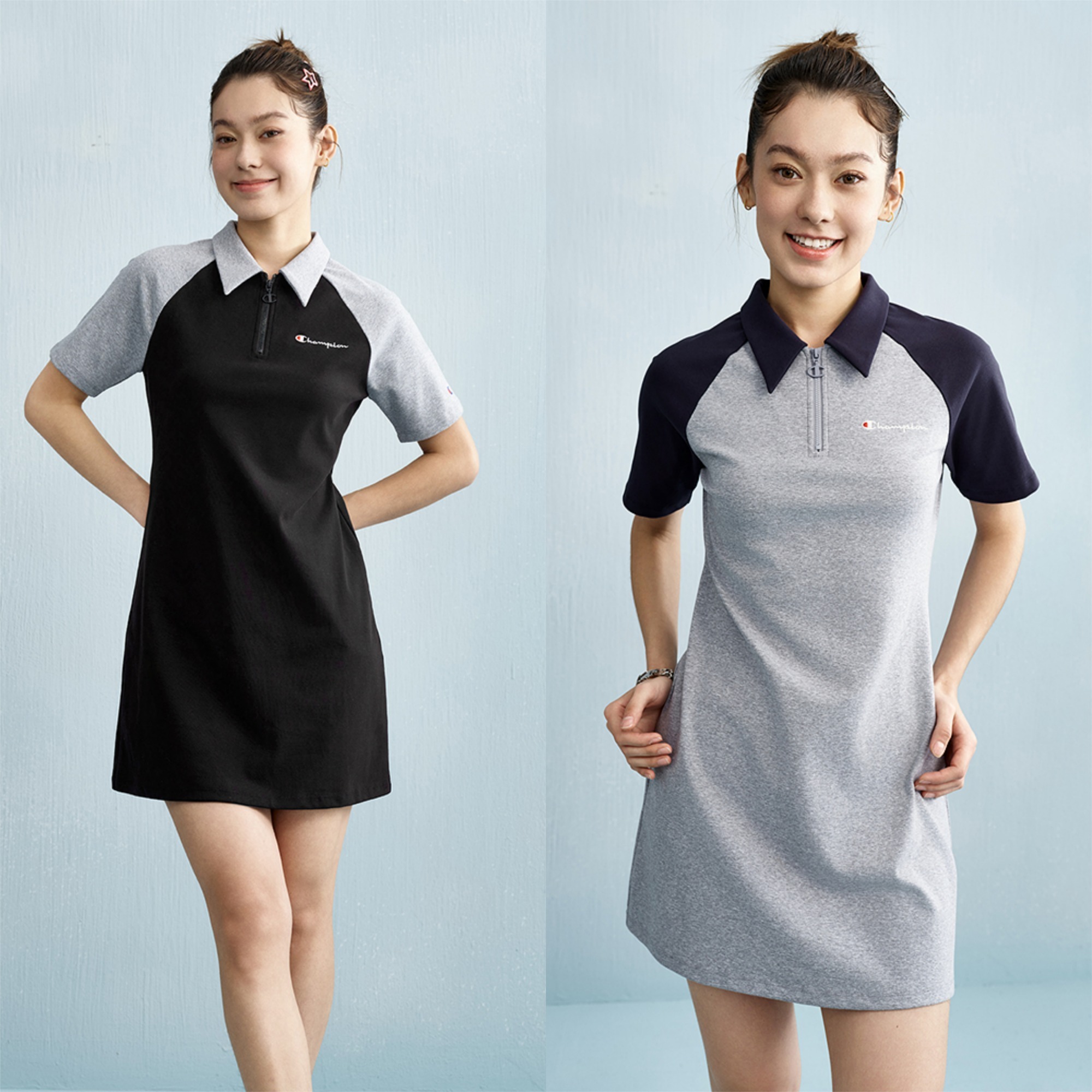 Champion ポロネックワンピース バイカラー 半袖